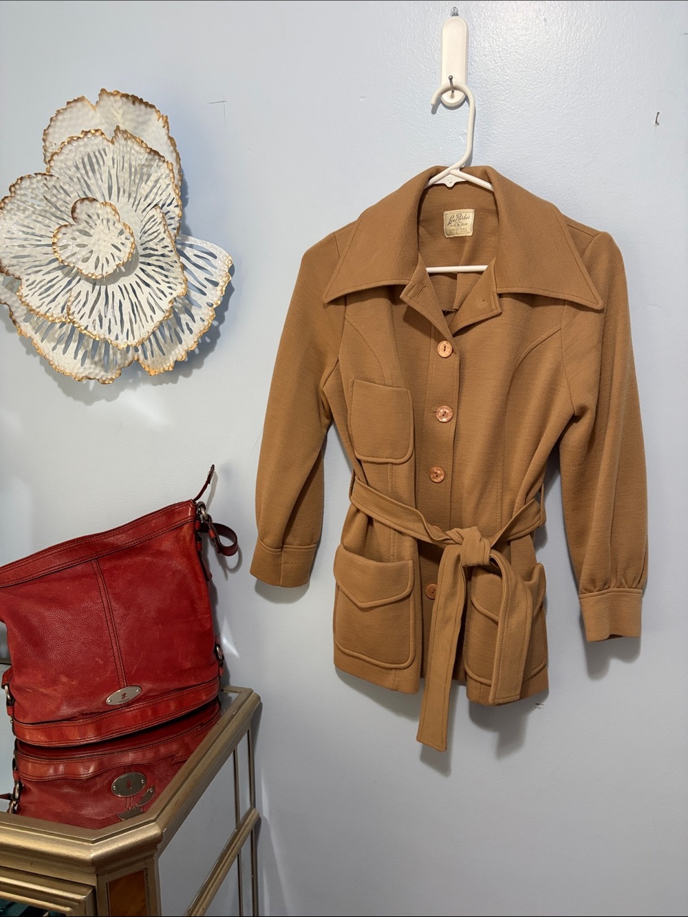 Lee Parker made in Canada union label Tailored Camel Belted Trench Coat as is